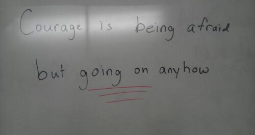 Courage is being afraid but going on anyhow.